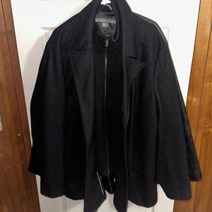 Kenneth Cole REACTION Pea Coat with ribbed bib